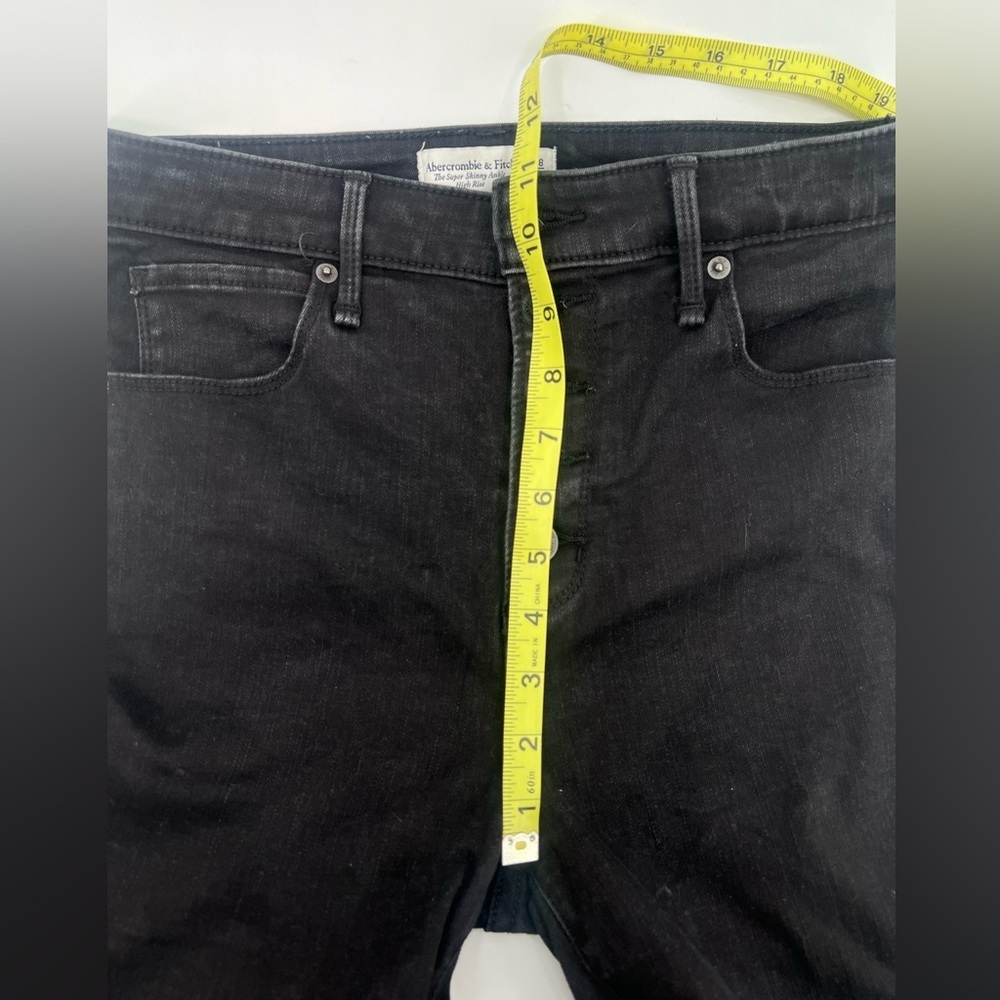 Abercrombie & Fitch black high rise super skinny ankle denim jeans rawhem 28 R - Picture 10 of 13